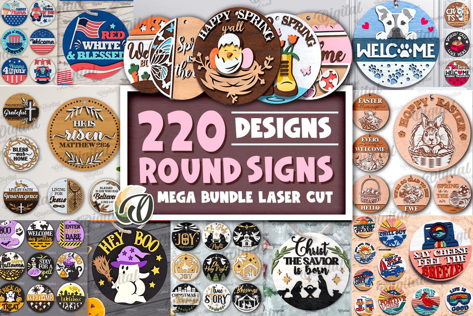 220 Round Sign SVG Mega Bundle