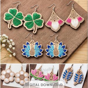 10 Wooden Earrings SVG Bundle