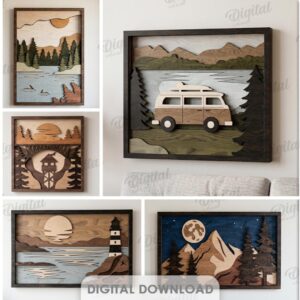 10 Layered Landscape Wall Art SVG Bundle
