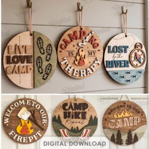 10 Camping Door Hanger SVG Bundle