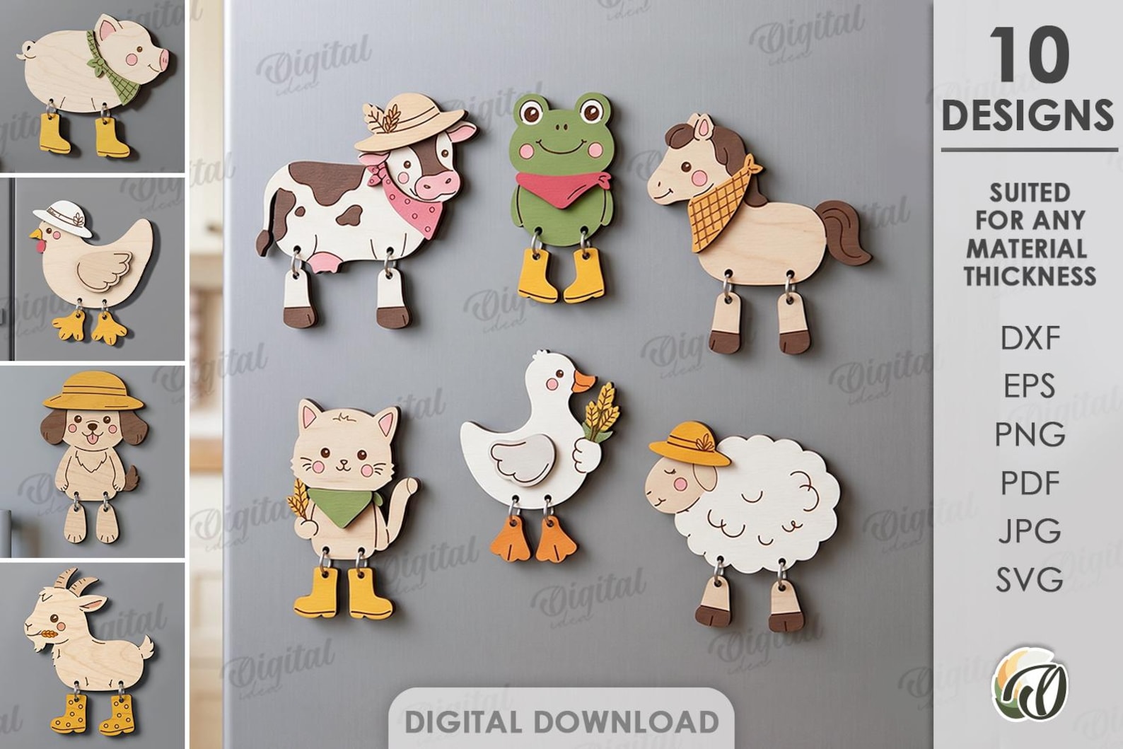 10 Farm Animal Laser Cut SVG Bundle